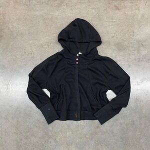 Alo Yoga Black Ribbed‎ Full Zip Hoodie Jacket Women's Size L